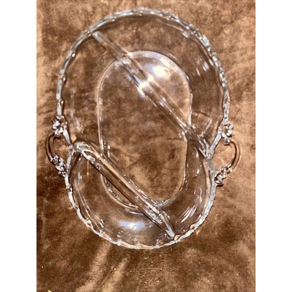 Fostoria Century Clear Glass- 11" 3 Part Oval Relish Serving Dish 2630 - Picture 3 of 5